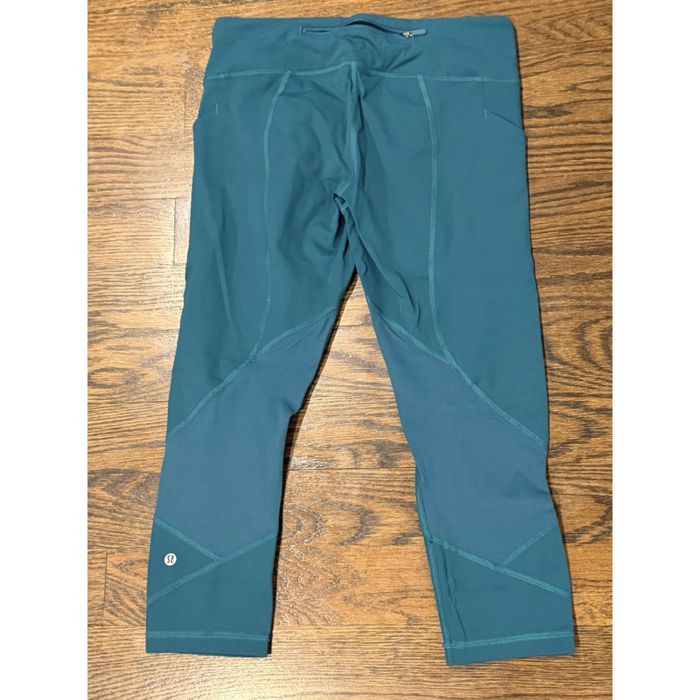 Lululemon Leggings Womens Size 8 Teal Pull On Capri Mesh Fall